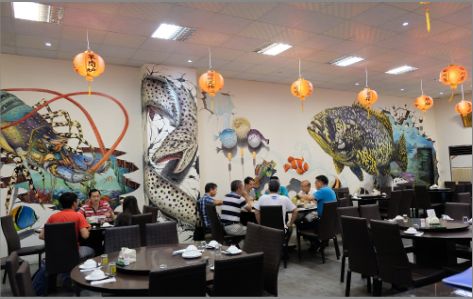 荆门海鲜餐厅墙体彩绘